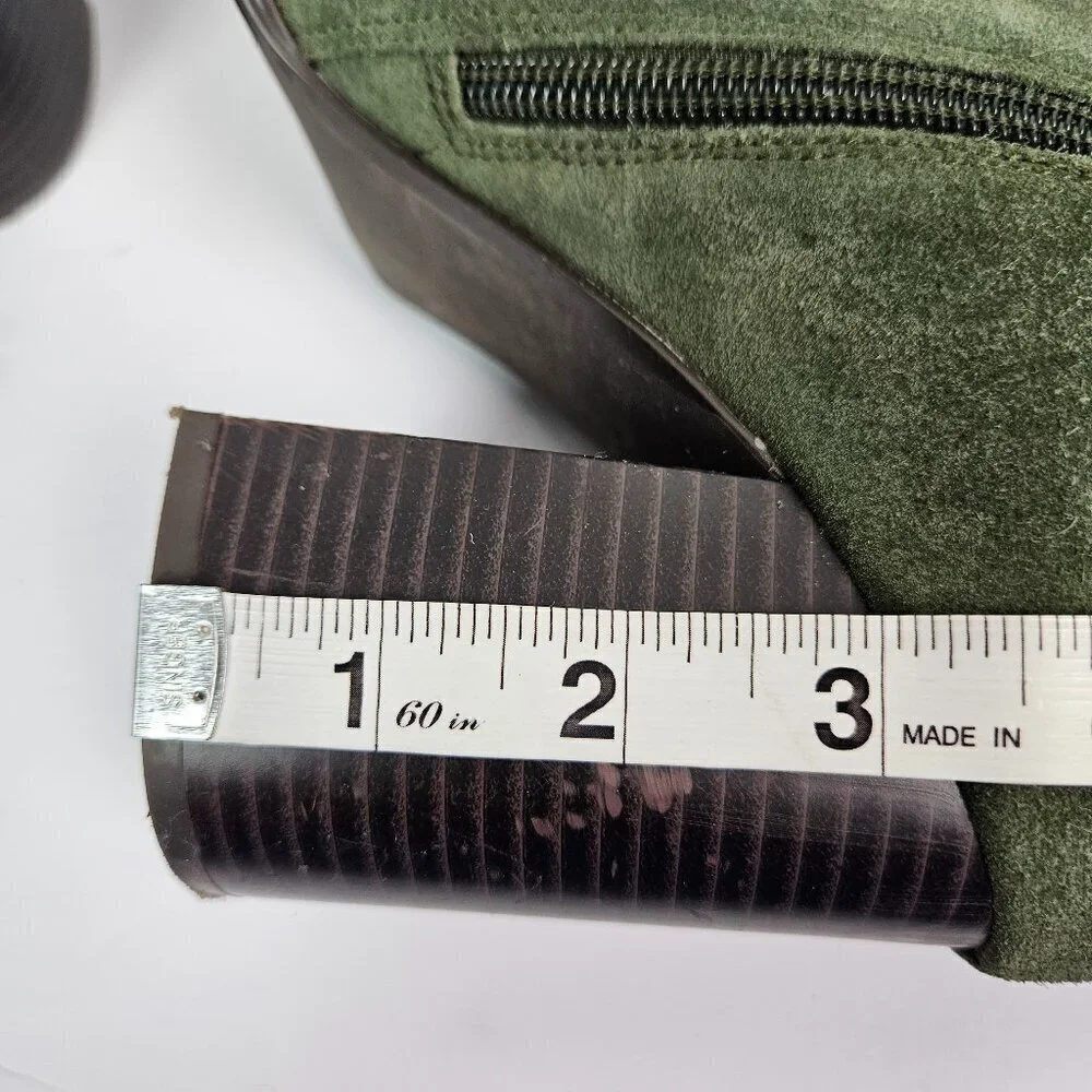 Nordstrom Rack Harper Lea Olive Green Suede Stacked Heel Square Toe Ankle Boot